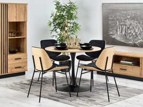 Krzesło drewniane czarne do nowoczesnej jadalni
